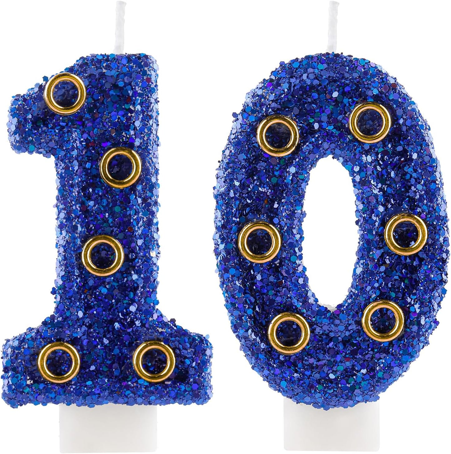 Blue Gold Rings Hedgehog Themed Birthday Candle, Number 10 Candle Cake Topper, Character Cartoon Theme for Boys Girls Birthday Party Decorations Supplies