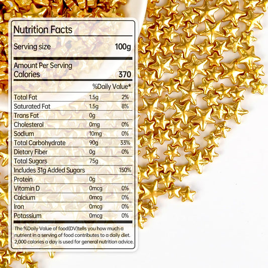 Christmas Gold Star Sprinkles for Cake Decorating, Edible Star Sugar Candy, Mix Size, Baking For Cupcakes, Decorating, Cookies, Donuts, Wedding Party, Holiday, 150g/5.29oz