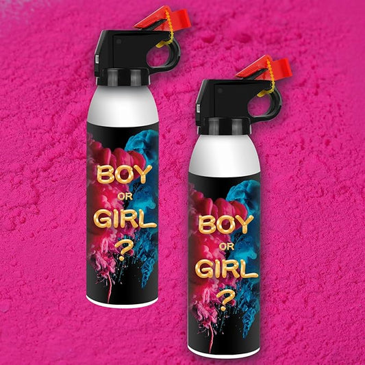 Gender Reveal Fire Extinguisher 2 Pack, Gender Reveal Decor, Baby Girl Reveal Party Ideas 100% Biodegragable for Party Decorations（Pink）