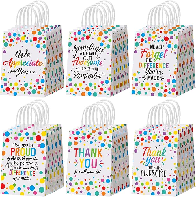 Resholder 30 Pcs Appreciation Gift Bag Inspirational Thank You Party Favor Bag with Handle We Appreciate You Portable Goodie Candy Treat Pouch Party Decor Supplies for Employee Staff Coworker Teacher