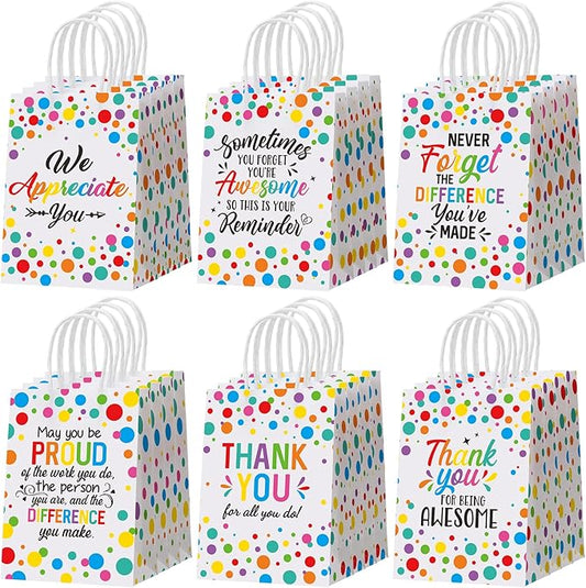 Resholder 30 Pcs Appreciation Gift Bag Inspirational Thank You Party Favor Bag with Handle We Appreciate You Portable Goodie Candy Treat Pouch Party Decor Supplies for Employee Staff Coworker Teacher