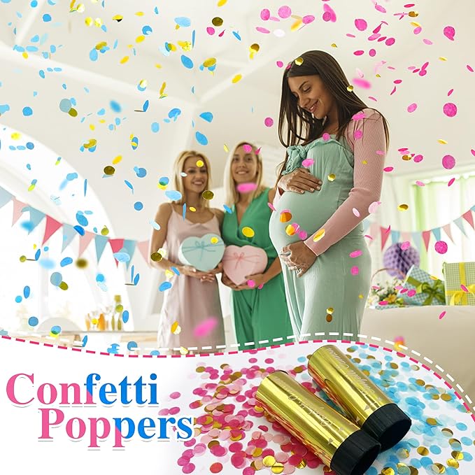 8 PCS Gender Reveal Confetti Pink or Blue Confetti for Baby Shower Boy or Girl Gender Reveal Party Supplies Decorations