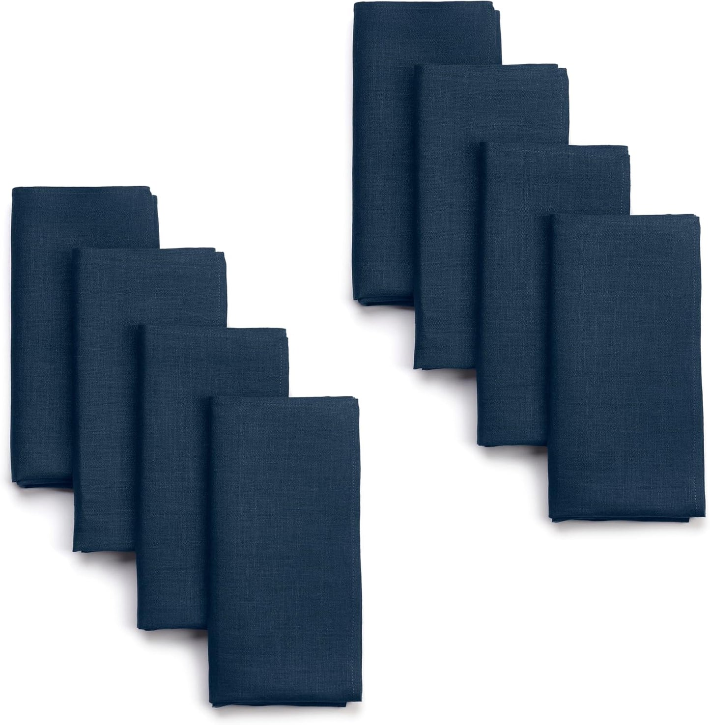 D'Moksha Homes Navy Blue Linen Napkins 18 x 18 Inch - 100% Pure Linen Cloth Washable Dinner Napkins Set of 8 for Fall, Thanksgiving, Holiday