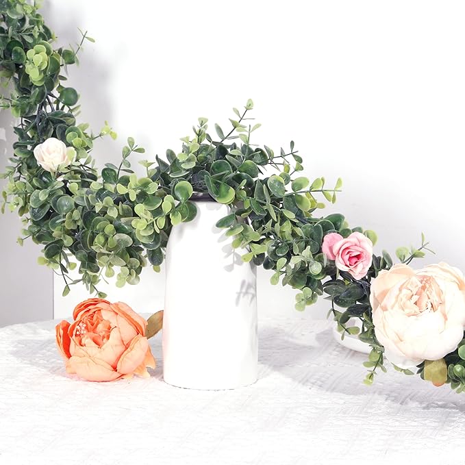 Sggvecsy Artificial Eucalyptus Garland 3 Pack Fake Eucalyptus Greenery Garland Faux Hanging Plants Artificial Vines, 5.6 Feet/Strand for Wedding Backdrop Arch Wall Table Party Outdoor Festival Decor