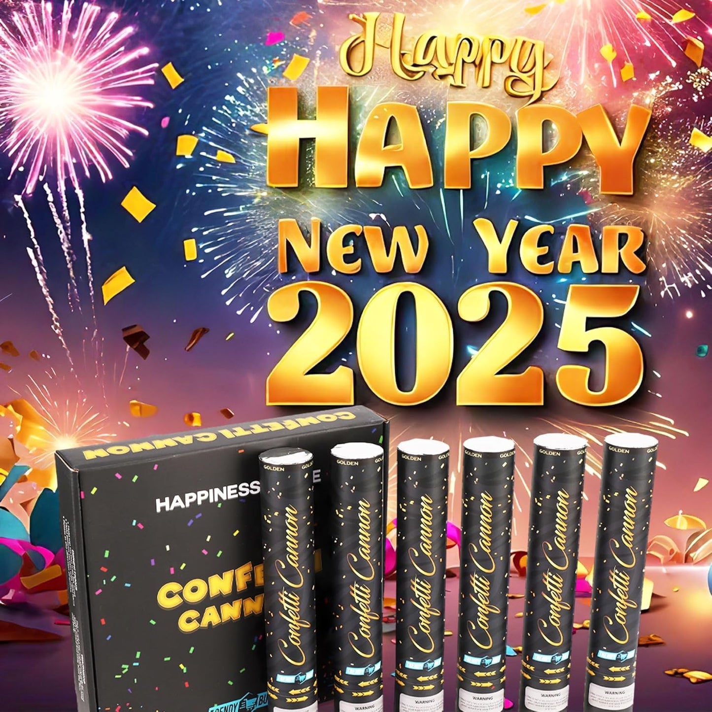 [6 Pack] Gold Confetti Poppers – 12" Flameproof Party Poppers for Birthdays, Weddings, Graduation, New Years Eve & More – Confetti Cannon Shooter & Party Blaster