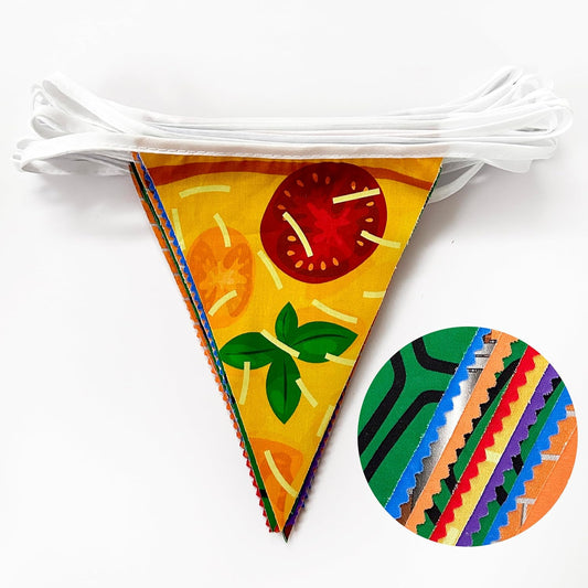32Ft Cartoon Turtle Party Decorations Pizza and Brick Wall Triangle Flag Pennant Banner Fabric Garland Streamer for Kids Boys Superhero Birthday Turtle Baby Shower Video Games Party Decor Supplies