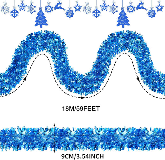 Dingion 59 Feet Christmas Tinsel Garland Metallic Twist Ornaments Hanging Glitter Xmas Garland for Christmas Tree Indoor Outdoor Decoration Party Supplies