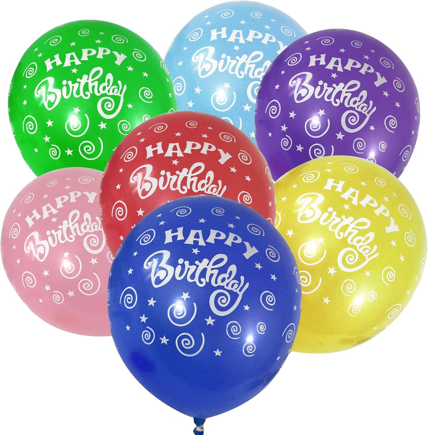 Allgala Latex Balloons for Parties | Helium Grade Bulk Balloon Pack | Ideal for Birthday Party Decorations, Baby Shower, Christmas Party | Colored Balloons for Events | 100ct 12" - Happy Birthday