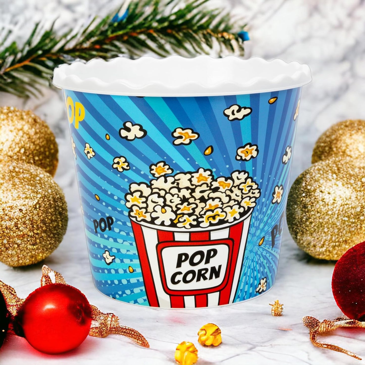 Modern Style Reusable Plastic Popcorn Box/Popcorn Containers/Popcorn Bowls Set for Movie Theater Night - (BPA Free - 4 Pack - 75 oz) (Popcorn Mix G)