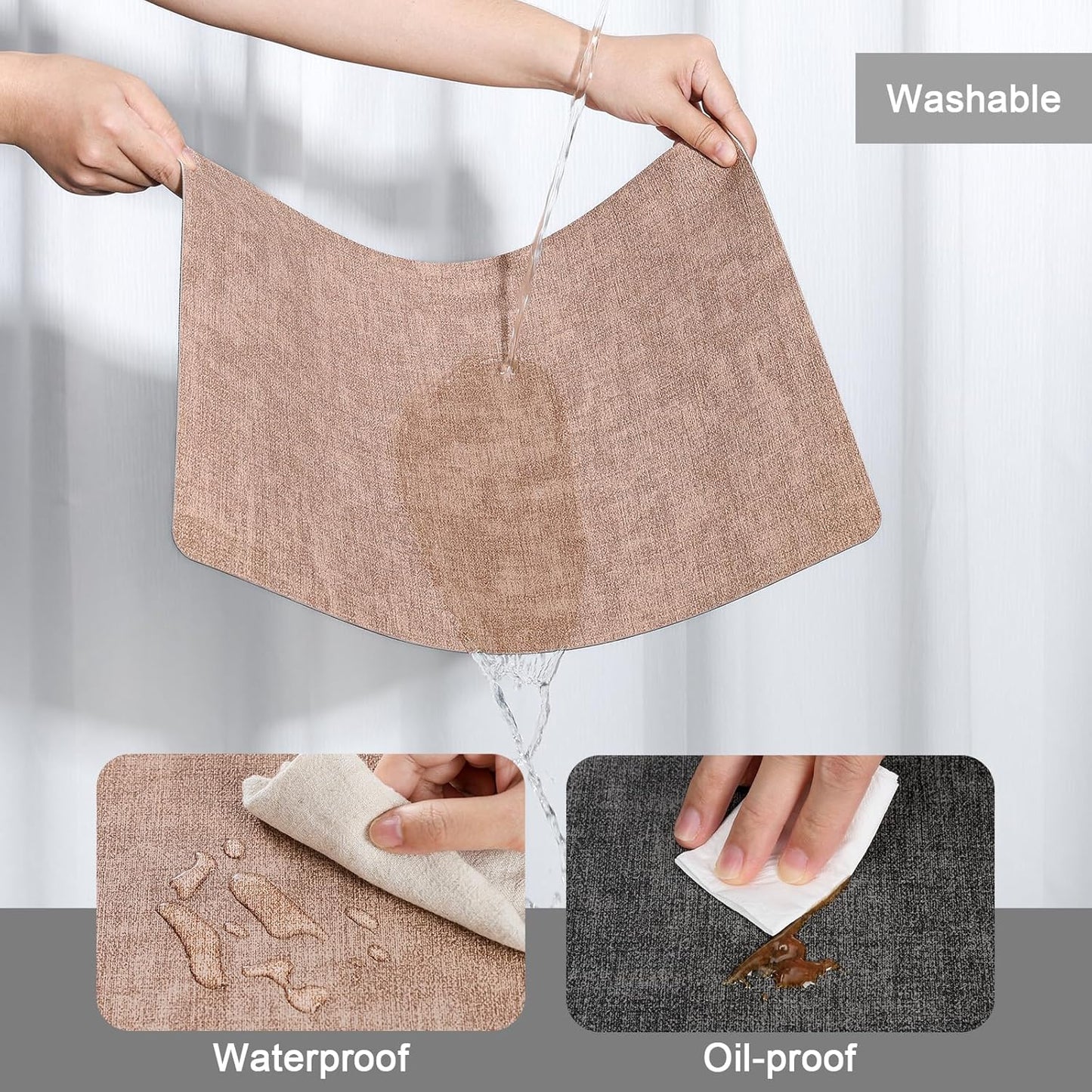 Myir JUN Placemats Set of 4, Dual Sided Faux Leather Indoor/Outdoor Mats - Square, Non-Slip, Washable (Gray Pink)