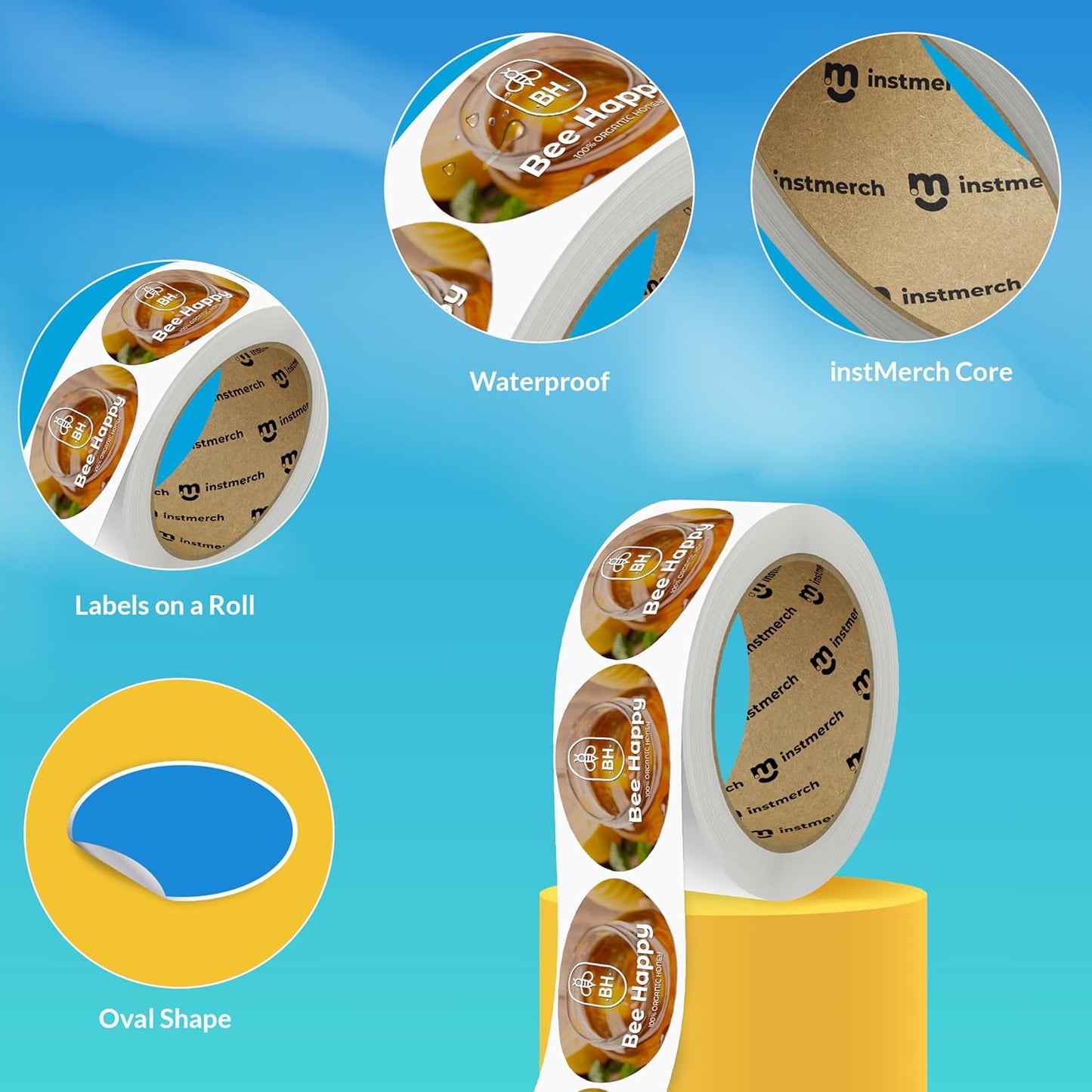 Custom Sticker Roll Labels — Logo Stickers Customized Labels — Custom Stickers for Business Logo (Oval)