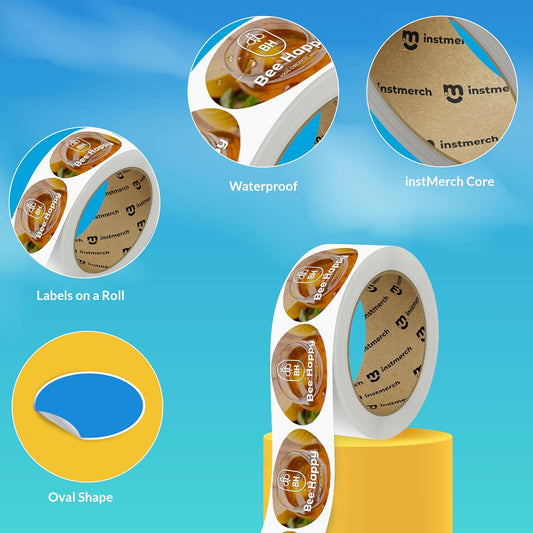 Custom Sticker Roll Labels — Logo Stickers Customized Labels — Custom Stickers for Business Logo (Oval)