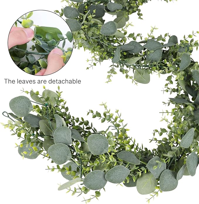 CEWOR 8pcs 5.8ft Artificial Eucalyptus Garland Fake Silver Dollar Eucalyptus Greenery Garland Vines for Mantle Table Runner Centerpiece Home Party Decor