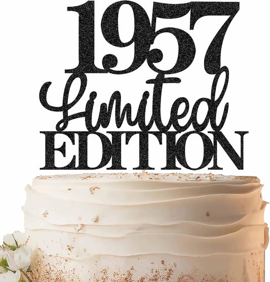 Limited EDITION 1957 Cake Topper - Black Glitter Happy 68th Birthday Party Cake Decoration Supplies, Cheer to 68 Years Cake Bunting Decor for 68th Birthday Party Photo Booth Props