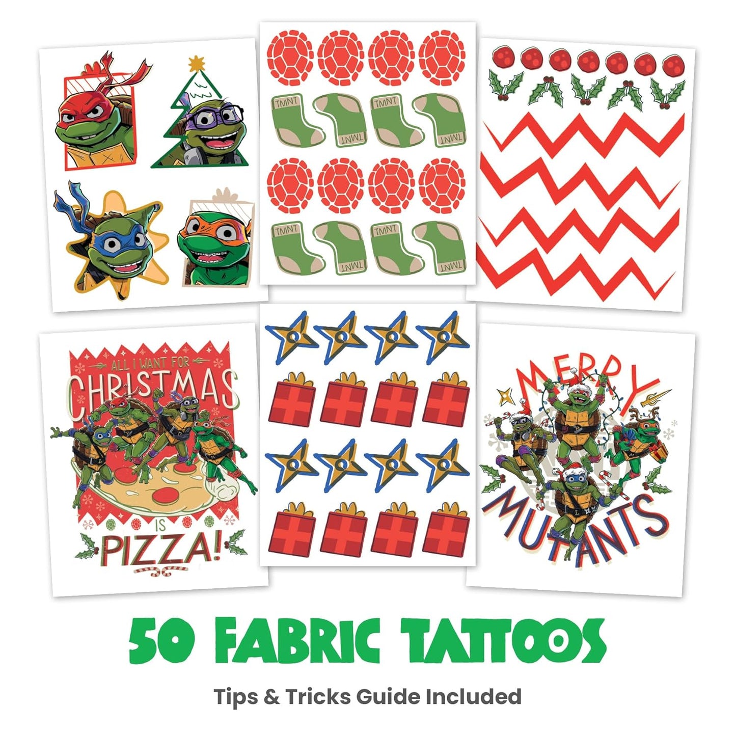 Teenage Mutant Ninja Turtles [TMNT] Iron On Shirt Patch Kit Alternative, 54 Ninja Turtles Temporary Tattoos: Gifts for Kids Ages 6+, Kids Clothing Temporary Tattoo, Made in the USA [54 Count]