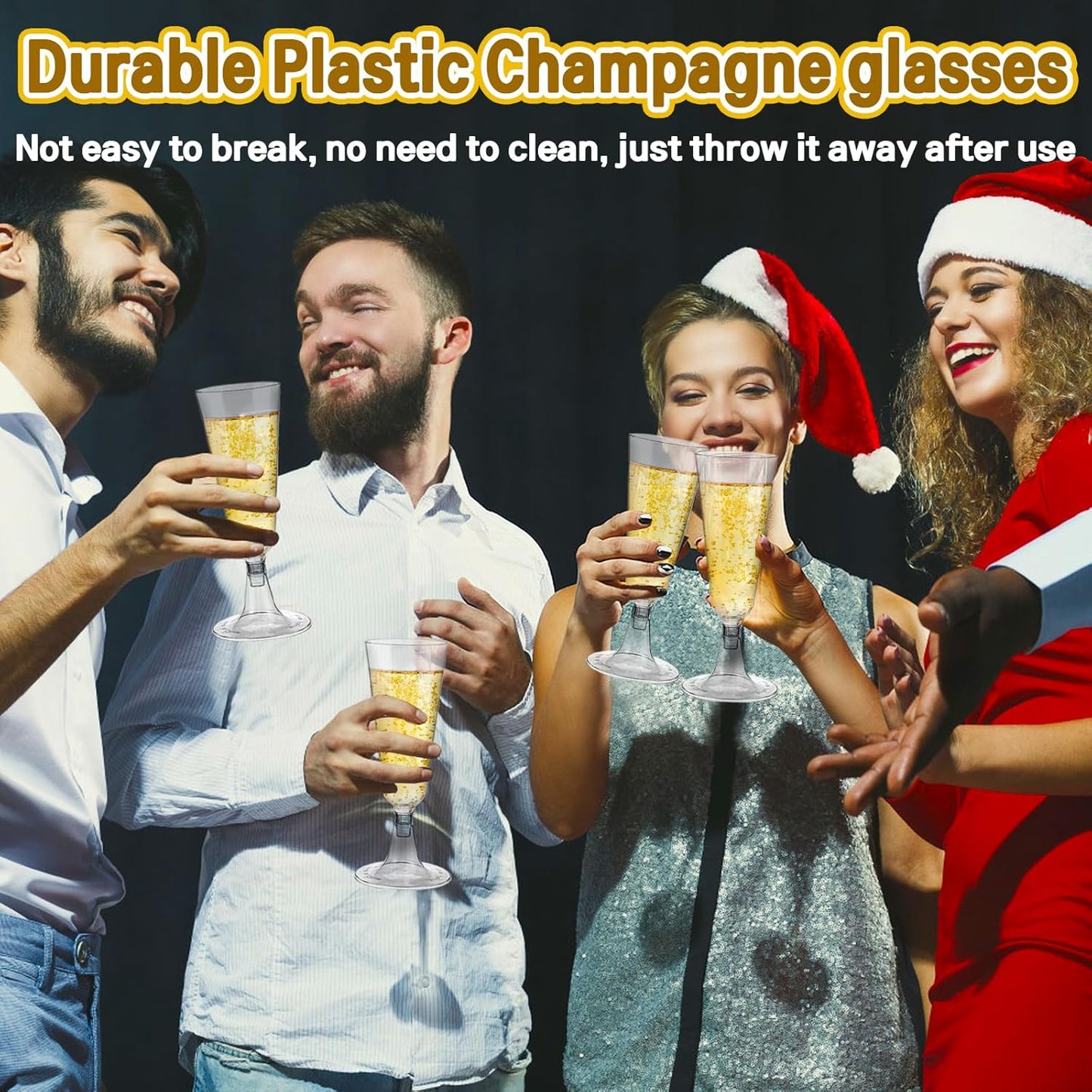 Disposable Plastic Champagne Flutes,60 Pack Clear Mimosa Champagne Glasses,5.5 Oz Wine Glasses Cups for Wedding Celebration New Year Christmas Birthday Graduation Party Supplies