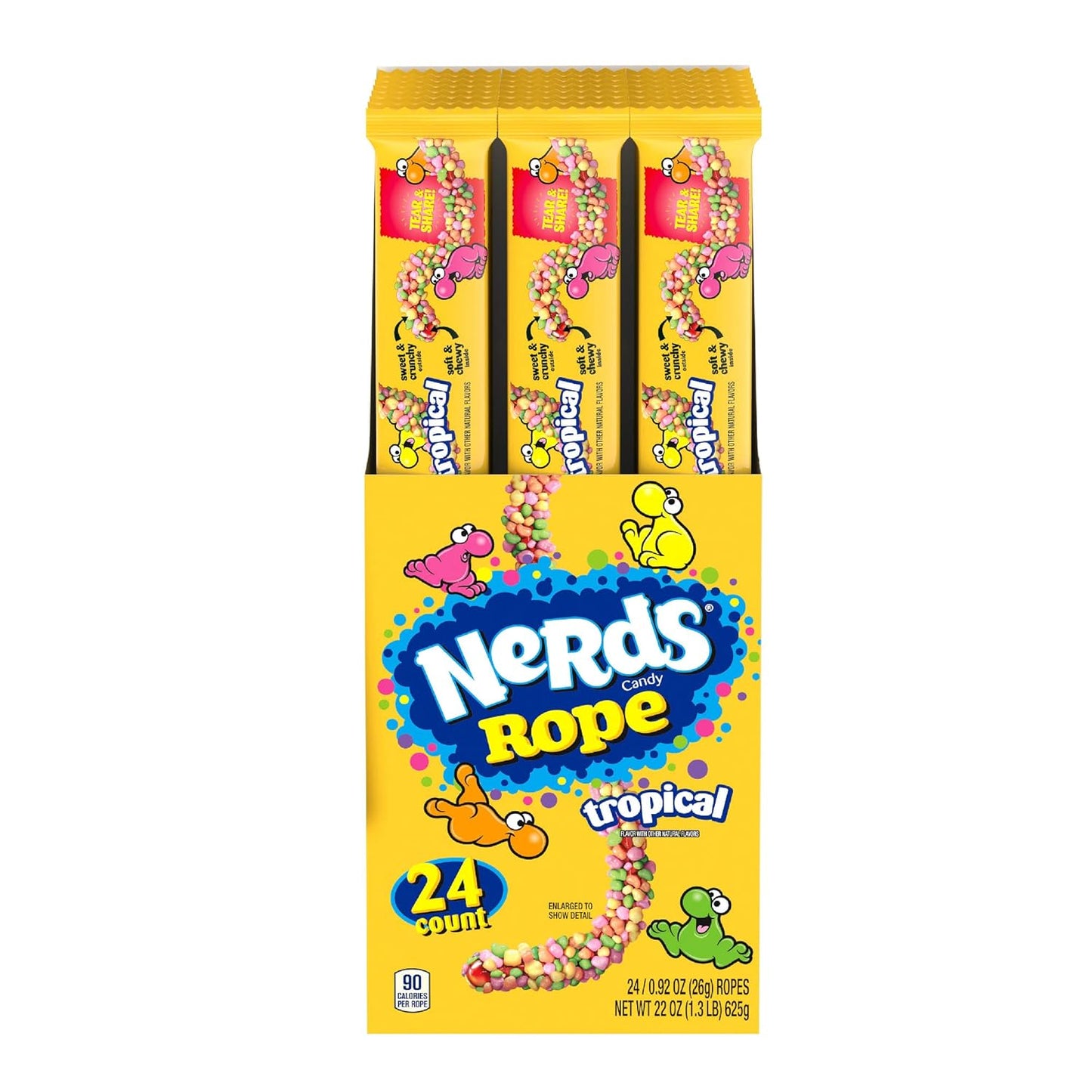 Nerds Rope Candy, Tropical Flavor, 0.92 Ounce Ropes (Pack of 24)