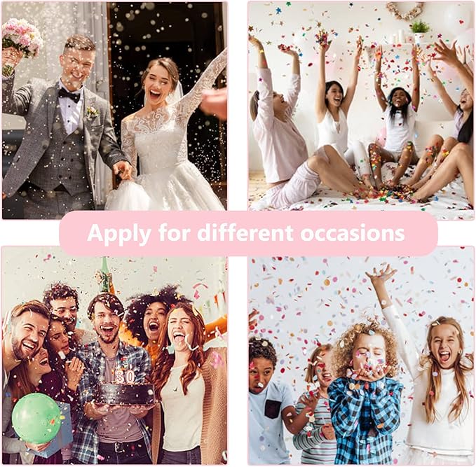 White Confetti Cannon, 6 Pack Mini Party Poppers Shooters Party Confetti Cannon Biodegradable Confetti for Wedding Kids Birthday Wedding Party Supplies