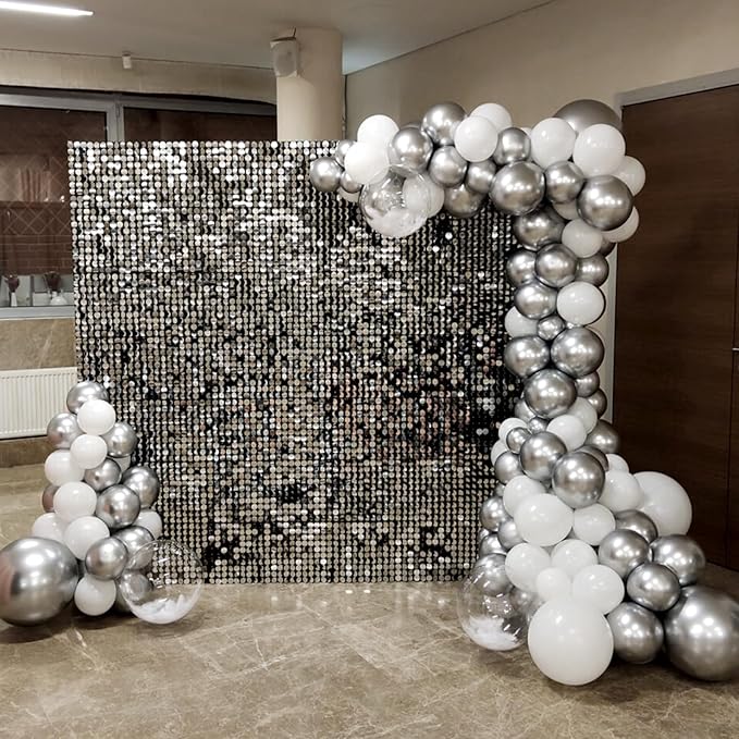 Metallic Silver Balloons 12 inch, Chrome Silver Latex Balloons 50pcs Party Balloons for Graduation Wedding Baby Shower Disco Birthday Party Decorations
