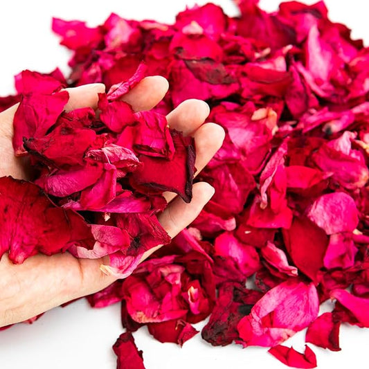 Fortunate Flowers 16oz/450g Dried Rose Petals Bulk for Wedding, 80+ Cups Red Fresh Real Dry Rose Petals Dried Flower Petals Bulk for Bath, Confetti, Flower Girl, Bridal Shower, Roses Petals Decoration