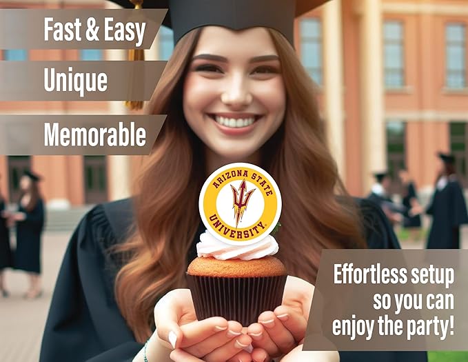 Arizona State Party Supplies for Football, Birthday Gift, Graduation Party Banner and Cake Toppers (42 Pieces) (Arizona State Sun Devils)