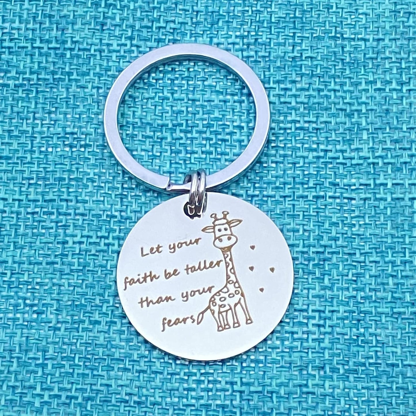 Giraffe Spiritual Themed Keychain - Let Your Faith Be Taller Than Your Fears - Religious Gift for Women, Giraffe Lovers, Friends, Family - Birthday, Graduation Jewelry
