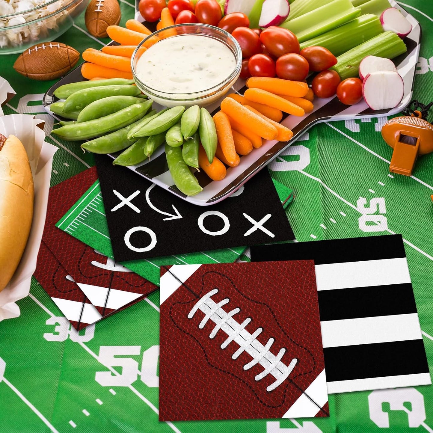 100 Pcs Football Themed Party Decorations Football Napkins Disposable 4 Designs Sports Party Supplies for Sports Game Events Supplies Birthday Tailgate Decorations