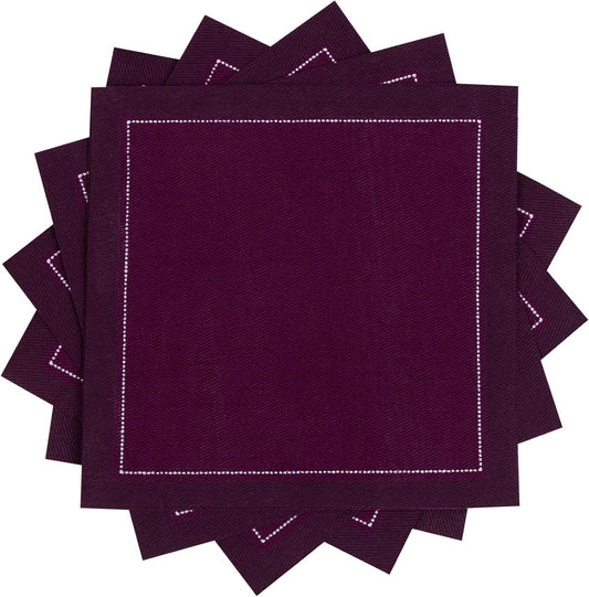 Five Star Cocktail Napkins, 50 Luxury Cotton Disposable Cocktail Party Napkins, 4.5" x 4.5" for Home Bars, Game Nights, Beverages, Birthdays, Weddings & Holidays, Pickled Beet