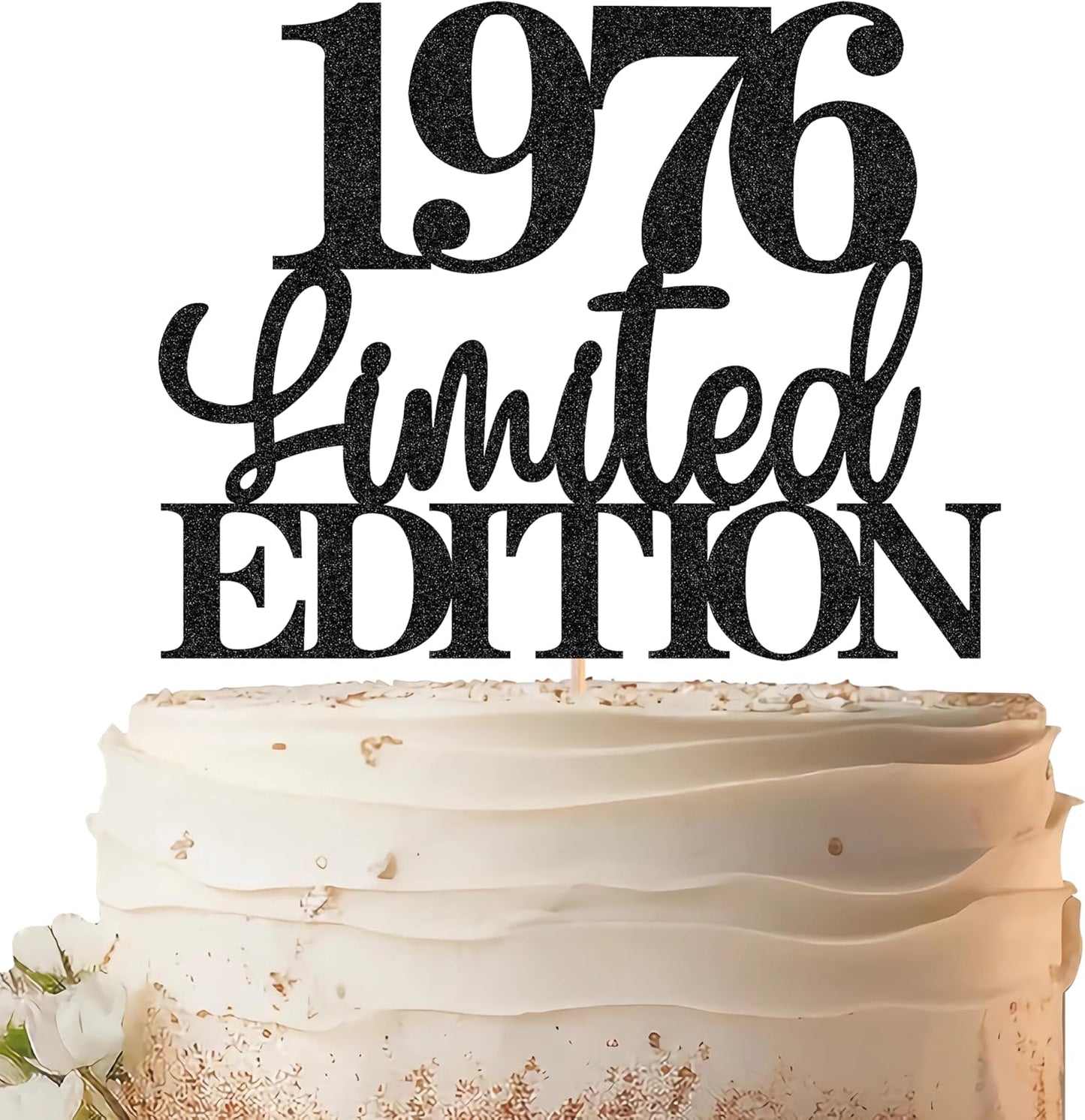 Limited EDITION 1976 Cake Topper - Black Glitter Happy 49th Birthday Party Cake Decoration Supplies, Cheer to 49 Years Cake Bunting Decor for 49th Birthday Party Photo Booth Props