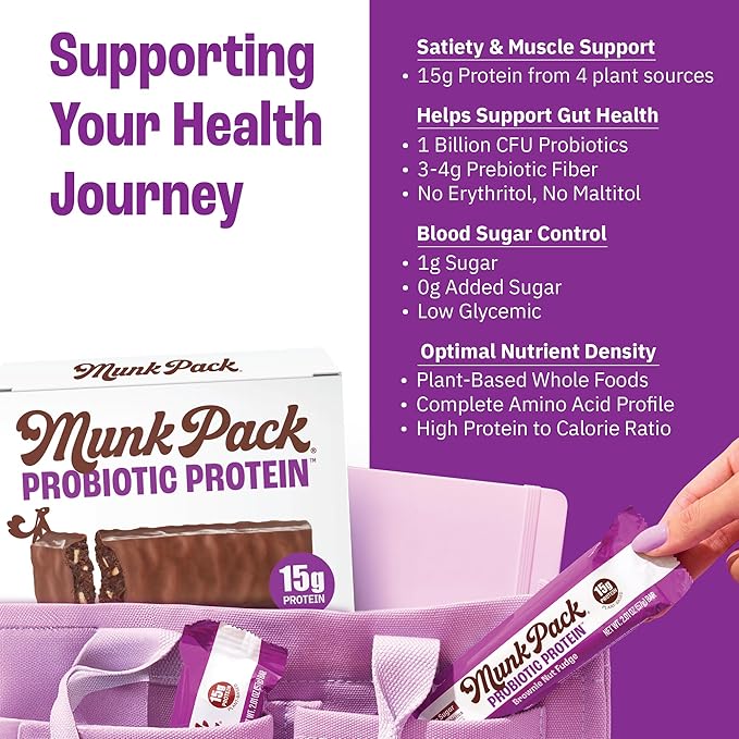Munk Pack Brownie Nut Fudge Keto Protein Bars Stocking Stuffers | 15g Protein, 1g Sugar, 4g Net Carbs | Vegan, Plant-Based Snacks for Gut Health | 12 Count
