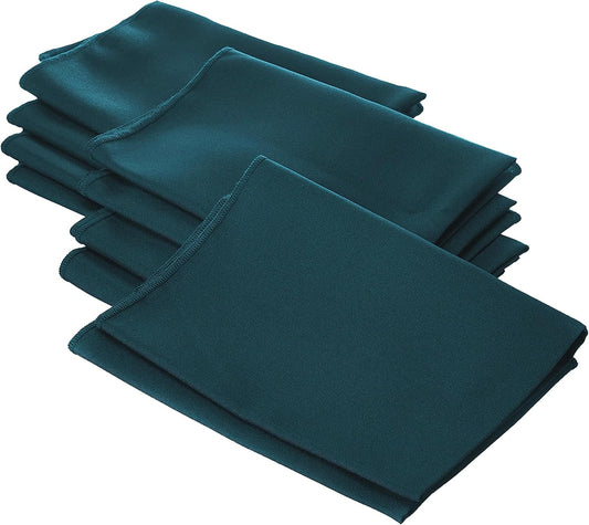 LA Linen 10-Pack Poly Poplin Napkin, Soft Cloth Napkins, Washable Reusable Napkins, Stain and Wrinkle Resistance Table Napkins for Dinner, Wedding, Parties, 18 by 18-Inch, Teal Dark