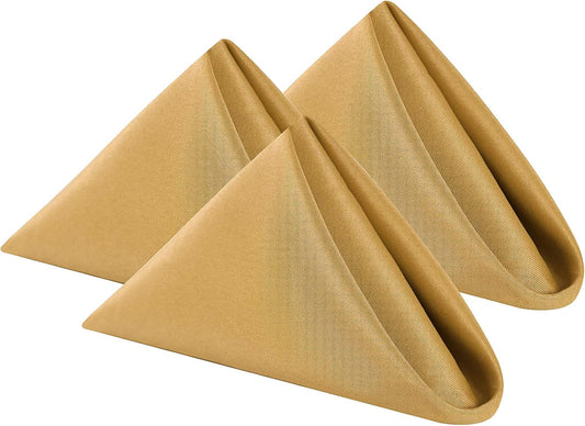 Cloth Napkins 20x20 inch Washable Polyester Dinner Napkins Soft Table Napkins for Wedding Party Dining Banquet(Gold,100PCS)
