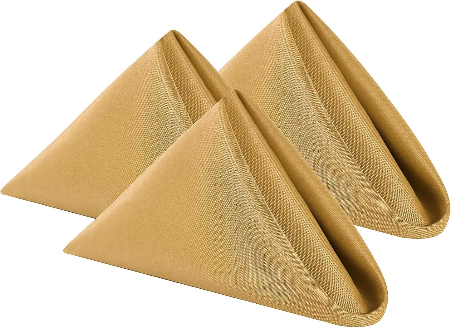 Cloth Napkins 17x17 inch Washable Polyester Dinner Napkins Soft Table Napkins for Wedding Party Dining Banquet(Gold,12PCS)