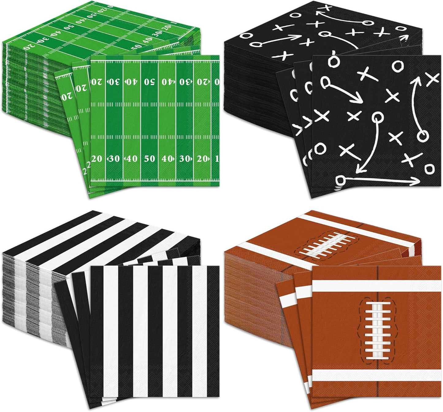 120 Pieces Football Disposable Cocktail Paper Napkins Football Party Decorations 6.5 x 6.5 Inch 3-Ply Football Party Napkins for Football Birthday Party Favors