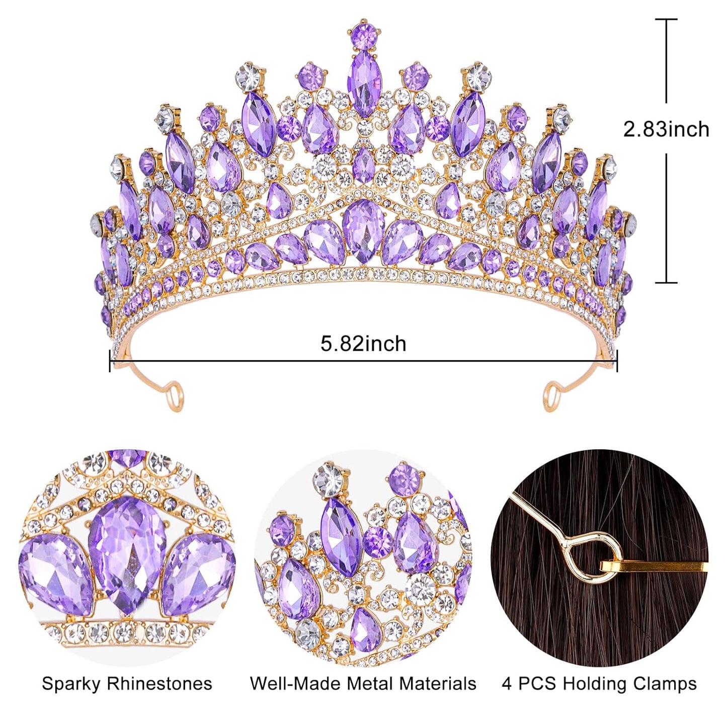 CAVETEE Birthday Crowns for Girls, Purple Tiaras and Crowns for Women and Girls Princess Crown and Tiara for Birthday Queen Parties Pageant Prom