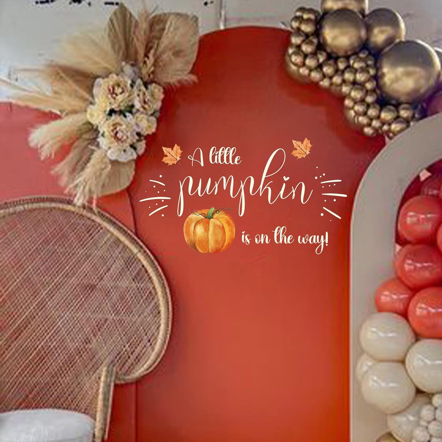 A Little Pumpkin is On The Way Decal - Thanksgiving Halloween Theme Fall Pumpkin Party Decorations Supplies Decals, Baby Shower,Gender Reveal Party Stickers, Pumpkin Sign Balloon Arch Stickers