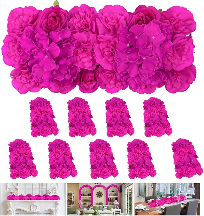 Artificial Wedding Arch Flower, Faux Floral Silk Rose Decor Realistic Arch Arrangement for Romantic Wedding Ceremony Reception Backdrop Party Table Decoration(20.9 * 9.4''/53 * 24cm)