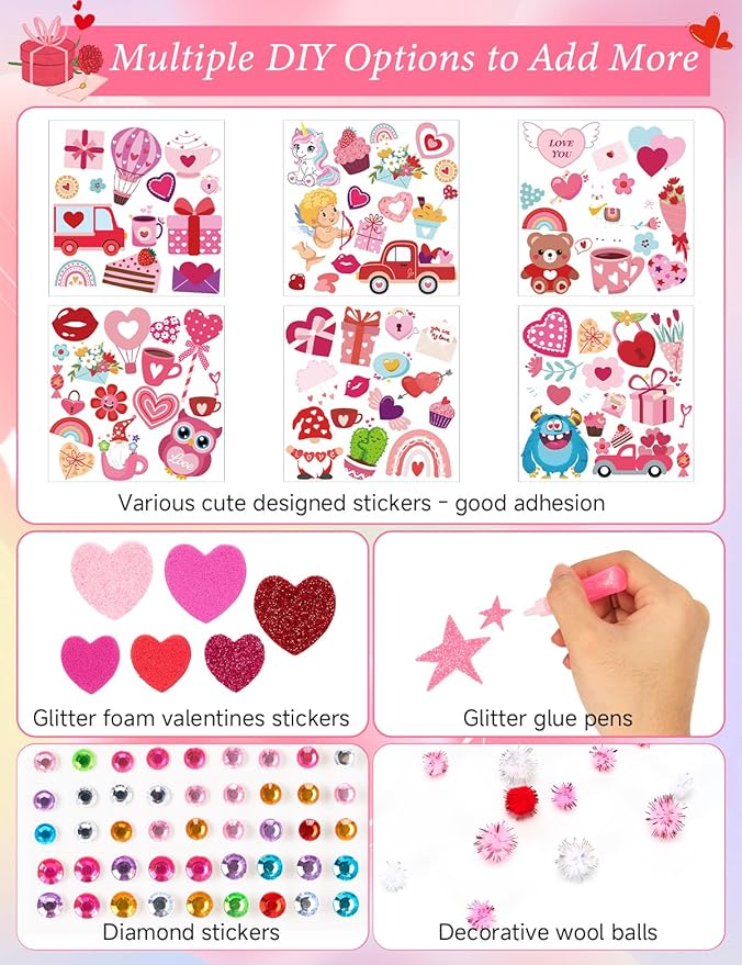 36 Sets Mother's Day Crafts - DIY Wreath Craft Kits with Foam Heart- Craft Ornaments, Party Decorations, Perfect for Craft Activities