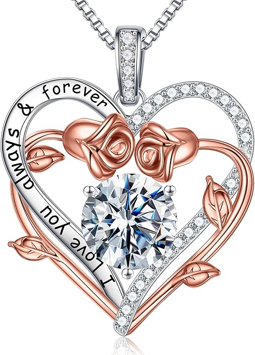 MOOSEA Valentines Day Gifts for Wife Mom - S925 Sterling Silver 1-3 ct D Color VVS1 Clarity Moissanite Necklace, Anniversary Birthday Gift for Her