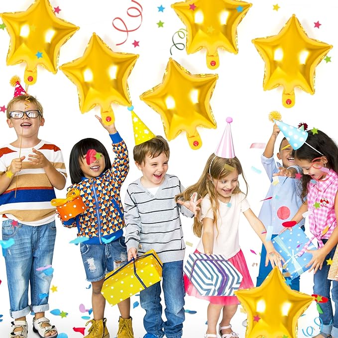 50 Pcs Star Balloons,10 Inch Gold Star Foil Balloons,Stars Shaped Balloon Mylar Helium Balloon for Birthday Party Anniversary Wedding Baby Shower Decorations (10inch-gold)
