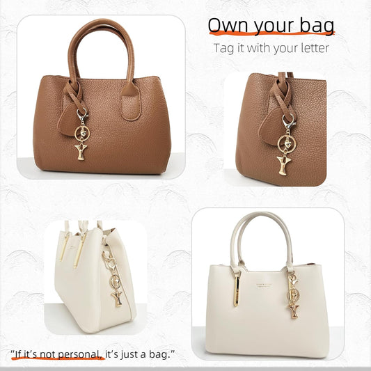 Gold Bubble Heart Initial Bag Charms for Handbags – Cute Initial Letter Keychain for Women, Purse Charms, Gold Gift