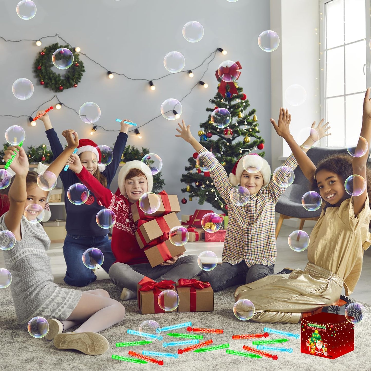 Bulk Christmas Party Favors Prizes for Kids 100 Pack, Christmas Mini Bubbles Goodie Treat Bag Stocking Stuffers for Toddlers, Xmas Holiday Toys Gifts Classroom Supplies Games Giveaways for Boys Girls