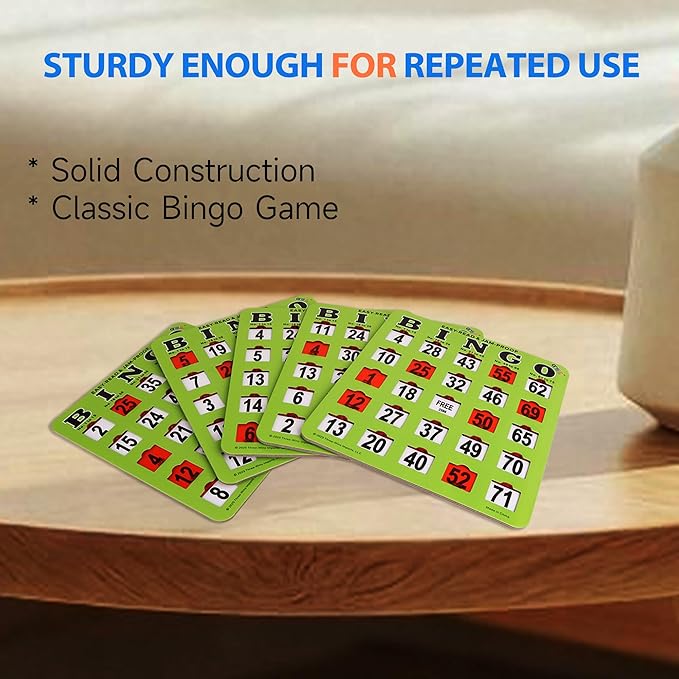 GSE Games & Sports Expert Shutter Bingo Cards, Finger-Tip Shutter Slide Bingo Cards, Easy-Read Large Print Bingo Cardboard with Sliding Windows