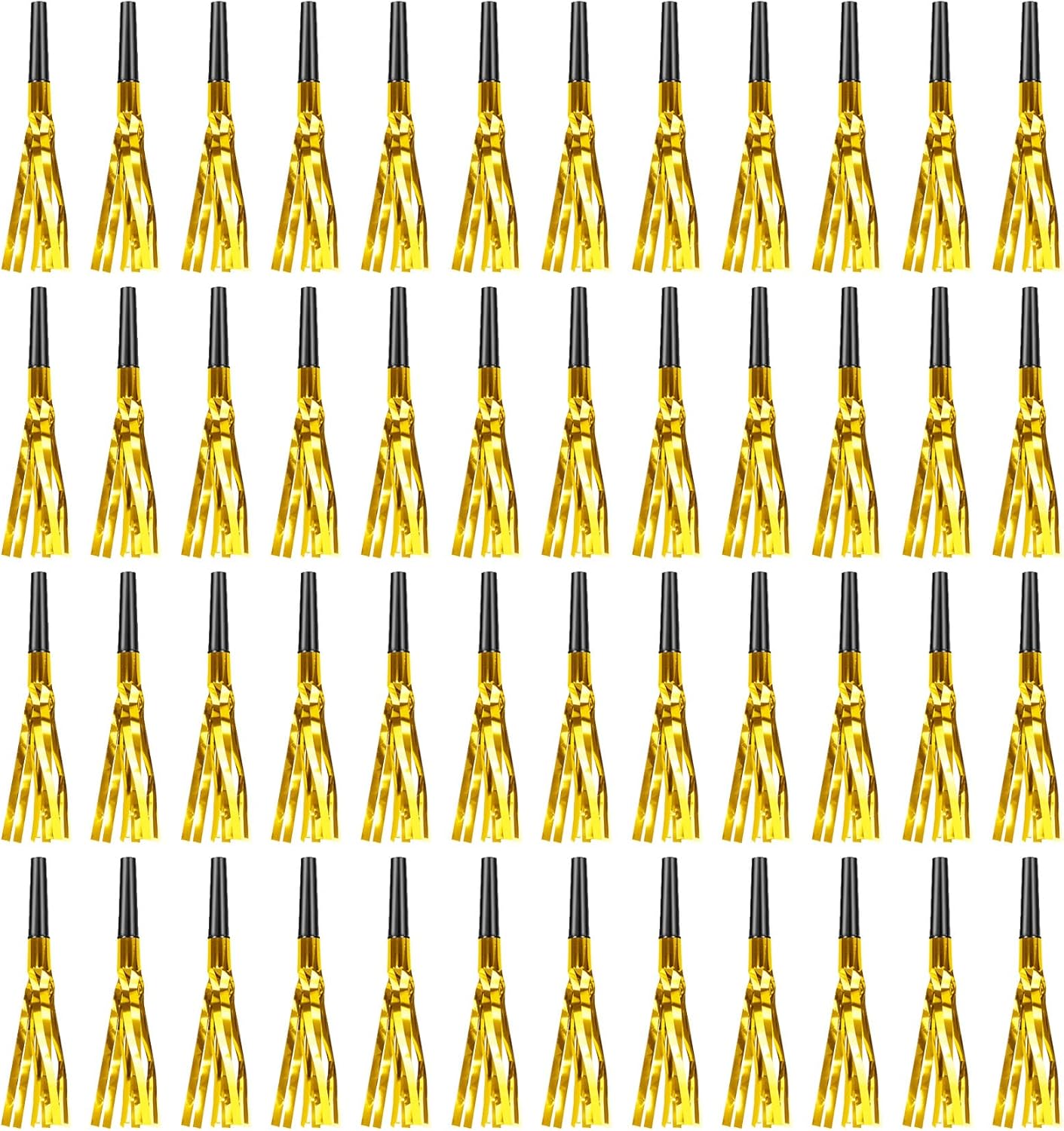 Gold New Years Noise Makers 48 PCS Glitter NYE Party Blowers Blowouts New Years Eve Games Favors Supplies Birthday Pep Rally for Adult Prank Graduation Sporting Events Horns Noisemakers Accessories