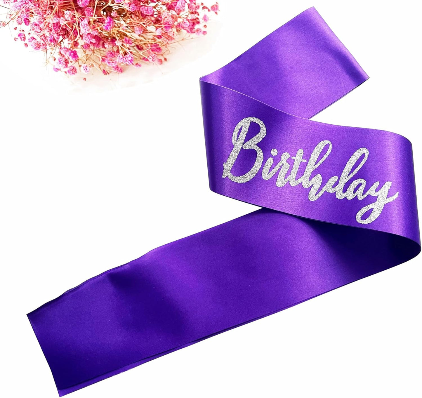Birthday Squad Sash, 6 Pieces Purple with Silver Glitter Letter Birthday Gift Sashes Set for Women Funny Party Favors Decorations for 16th 18th 21st 25th 30th 40th 50th or Other Bday
