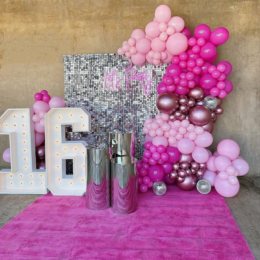 Pink Balloons Hot Pink Balloons Metallic Light Pink Balloons 50pcs 12inch Pastel Pink Helium Latex Balloons Pink Confetti Chrome Pink Balloon Princess Birthday Party Decorations Bride Wedding