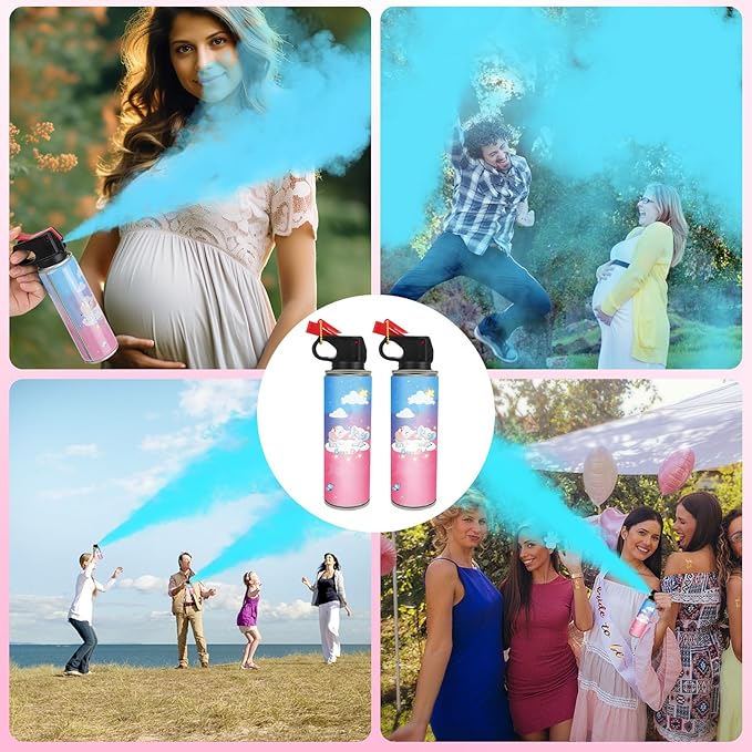 QIYVLOS Gender Reveal Smoke Bombs, Biodegradable Confetti, Boy or Girl Baby Shower Party Supplies (2 Blue)