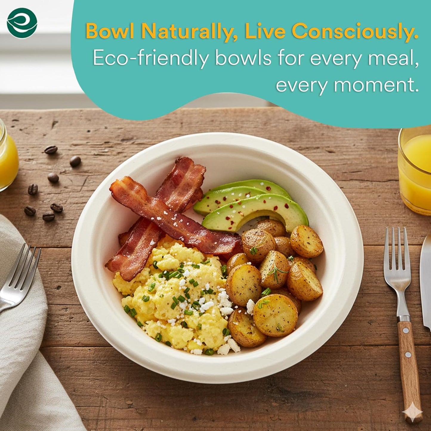 ECO SOUL 100% Compostable 12 Oz Soup Bowls [4 Packs of 125] Disposable dessert bowls I Heavy duty paper bowl I Eco-friendly salad bowl I Biodegradable large Bowls