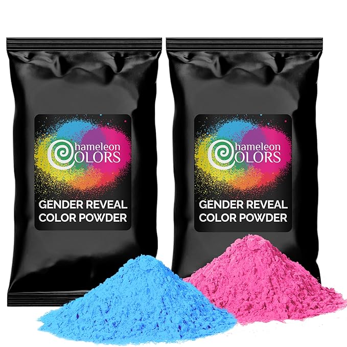 Chameleon Colors Blue & Pink Gender Reveal Powder - Blackout Kit - 1 lb Blue & 1 lb Pink Powder - Color Not Visible Through Bag - Easy Cleanup - Non-Toxic
