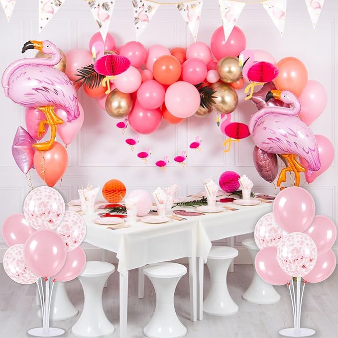 TONIFUL 4 Set Pink Balloon Centerpieces for Table,Balloon Stand Kit for Pink Party Decor Girl Birthday Decorations Anniversary Bribe Shower Baby Shower Graduation Decorations 2026